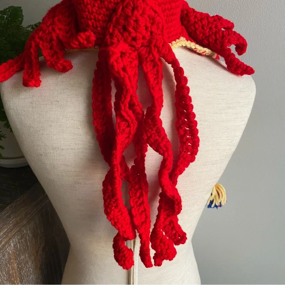 Handmade Rooster Crochet Hand Knit‎ Crocheted Kids Childrens Hat Red One Size